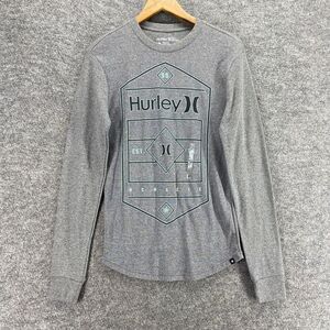 New Hurley Activewear T-Shirt Men S Small Gray Crew Neck Long Sleeve Cotton